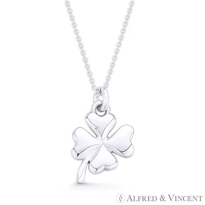 4-Leaf Clover Shamrock Irish Luck Charm .925 Sterling Silver Pendant & Necklace • $22.19