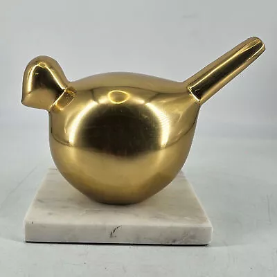 Vintage Mid Century Modern MCM Style Gold Brass Color Metal Bird On Marble Base • $28