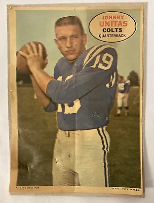1968 Topps Posters 1 Of 16 Johnny Unitas Colts Quaterback T.C.G. • $4.99