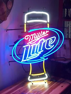 Miller Lite Beer Wine Cup Glass 24 X20  Neon Light Sign Lamp Bar Wall Decor • $222.17