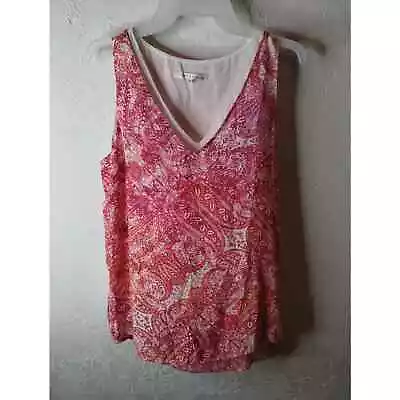 Violet & Claire Size Medium Paisley Handkerchief Pink/Red/White Tank Blouse • $10