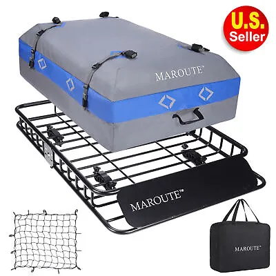 Extendable Roof Rack W/Bag Car Top Cargo Luggage Carrier Basket Holder Universal • $170.99