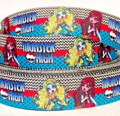 GROSGRAIN RIBBON 7/8  Monster High Girls M9 PRINTED Halloween Christmas Printed • $0.99