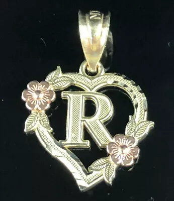 Brand New 10K Solid Gold Heart Initial Letter A To Z Heart Charm Pendant • $85.99