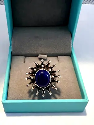 Size 7 Ring 925 Sterling Silver Lapis Lazuli Spiky Flower Handmade Pre-owned • $45