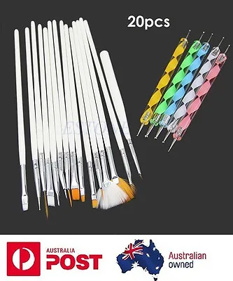 $4.45 • Buy 20pcs Nail Art Design Brushes Set Dotting Painting Drawing Polish Pen Tools Kit