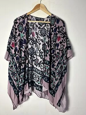 AUTOGRAPH Size 22 20 Or XL Purple Paisley Kimono Top Cover Up Beach Summer • $15