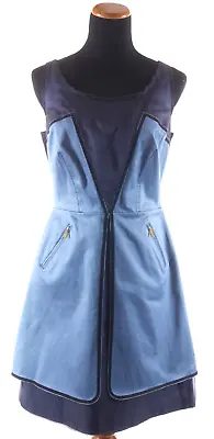 Zac Posen Z Spoke Size 14 / 2-Tone Blue Sleeveless Apron Dress • $89