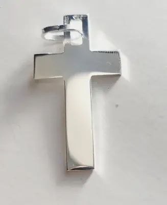 Cross Pendant Flat Real Solid 925 Sterling Silver Men Women Made In Italy Jargod • $24