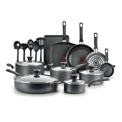 T-fal B087SKDW Easy Care 20-Piece Nonstick Cookware Set Thermospot - Gray • $99.99