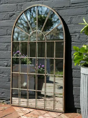£59.99 • Buy Outdoor Garden Mirror Arch Metal 77cm Hanging Wall Mounted Leaner Vintage Rustic
