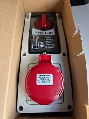 Famatel 16A 5 Pin 415V IP44 Vertical Switched Interlocked Socket C/w RCD 30mA • £85