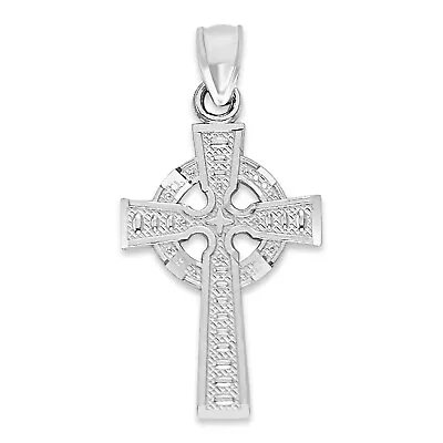 Solid White Gold Celtic Cross Pendant In 10 Or 14k Religious Jewelry • $64.49