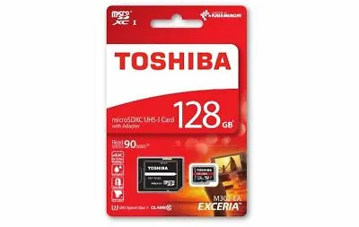 Genuine Toshiba Exceria 128GB MicroSD SDXC Card With Adapter U3 90mb/s UK Seller • £17.99