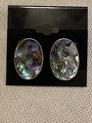 Native American Sterling Silver 925 Hallmarked MH Abalone Earrings • $69.99