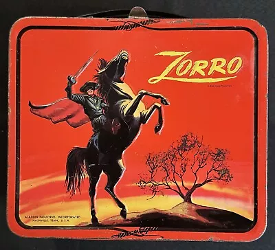 Vintage Red Zorro Metal Lunchbox Aladdin 1966 Lunch Box No Thermos • $99.99