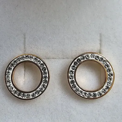 $12 • Buy Rose Plated Steel Crystal Circle Stud Earrings From Goldmark. - Unwanted Gift 