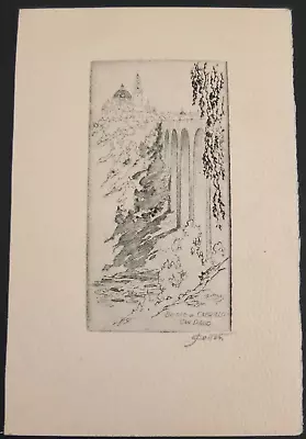 John Wesley Cotton Signed Etching  Bridge At Cabrillo San Diego  (California) • $85