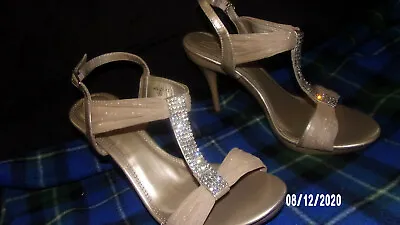 Michaelangelo Aelize-12 GOLD/ Rhinestone Embellished OPEN TOE HEEL SHOES SZ 10 • $14.95