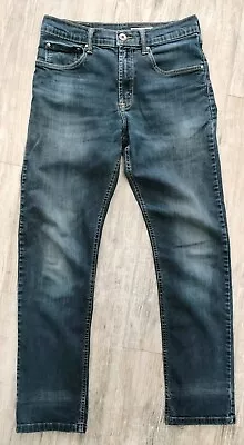 Wrangler Slim Straight Stretch Fit Distressed Blue Jeans Men's 30x30 • $14.95