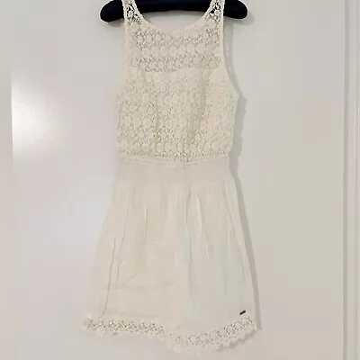 Hollister Lace Mini Dress Ivory Deep Back V Size S • $19