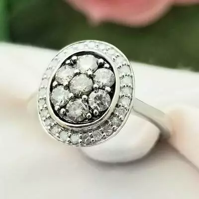 10K Natural Diamond Cluster Halo Engagement Ring-White Gold--0.42TCW-Vintage • $399
