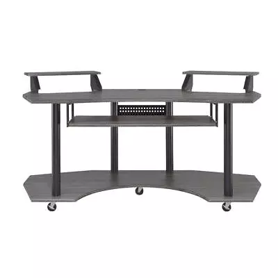 Acme Furniture Computer Desk 40  Metal/Wood Curve Black Oak W/ Keyboard Tray • $644.55