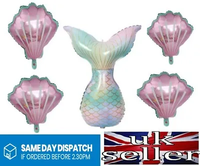 £2.49 • Buy Large 5pc Mermaid Tail Shell Balloon Set Birthday Party Celebration Helium / Air
