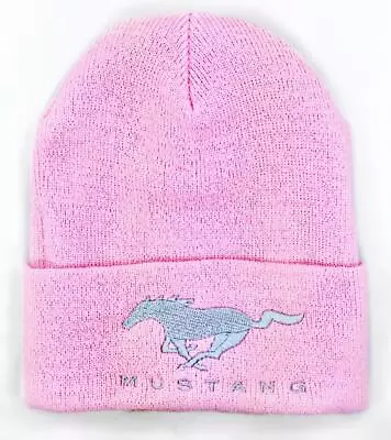 Ford Mustang Pink Beanie Cap With Running Horse Embroidery Adult Sizing  • $12.99