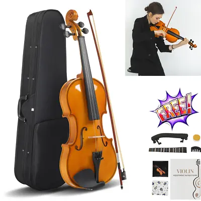 4/4 Full Size Acoustic Violin Set Adult Student Fiddle School W/ Case+ Bow + Ros • $56.99