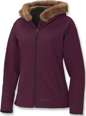 NWT Marmot Women’s Furlong Hoodie Softshell Jacket Purple Faux Fur Size XS • $45