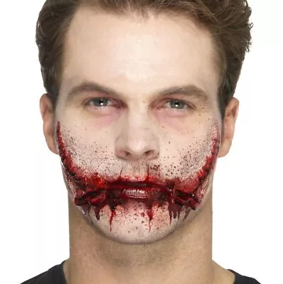 Halloween Fancy Dress Latex Stitched Smile Scar Make Up Effect By Smiffys • £8.99