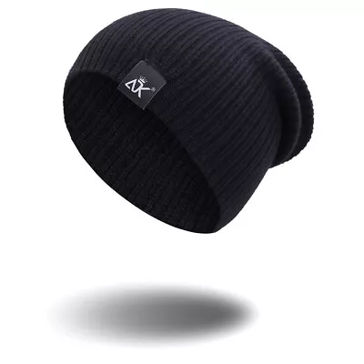 Thick Beanie Warm Plain Knit Hat Baggy Cap Cuff Slouchy Skull Hats Ski Men Women • $6.99