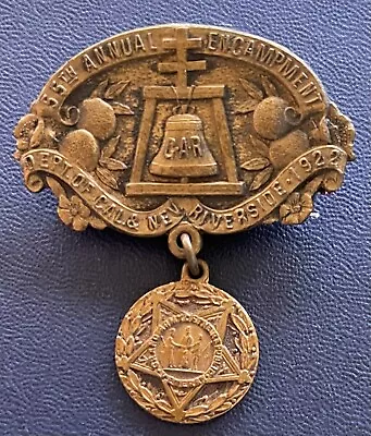 Riverside CA 1922 GAR Encampment Badge Medal • $4.25