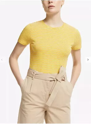 $10.05 • Buy John Lewis Women’s Organic Cotton Crew Neck Stripe T-shirt Yellow Size 14 NEW£16
