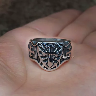 Mens Christian Knights Templar Biker Cross Ring Stainless Steel Size 7-15 Gift • $7.99