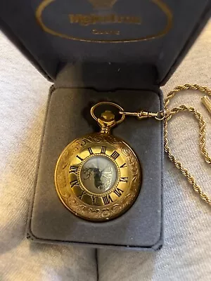 Majestron Quartz Hunting Themed Goldtone Pocket Watch(untested) • $59.99