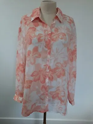 VTG Norton McNaughton Button Shirt Blouse Top Size 14 Long Sleeve Chiffon Floral • $12