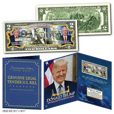 DONALD TRUMP & VP MIKE PENCE Genuine U.S. $2 Bill In 8x10 Collectors Display • $19.95