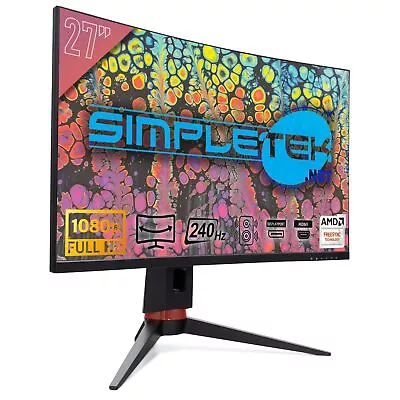 Monitor Curved Gaming 27   240HZ RGB Frameless Full HD With Crates HDMI Dp • $808.46