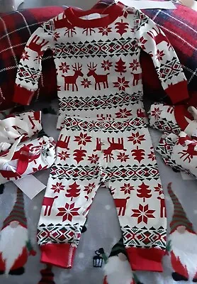 Hanna Andersson Winter Holiday Reindeer Organic Cotton Pajama Set 70cm 6-12 Mo  • $16.95