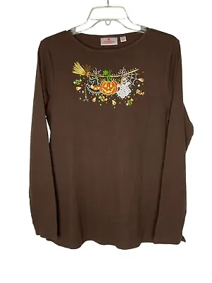 Quacker Factory Fall In The Air Waffle Top A522364 Halloween Brown Size XS NEW • $16.99