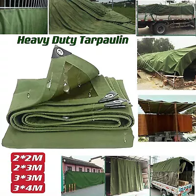 Heavy Duty Canvas Tarpaulin Waterproof Dustproof Boat Truck Tarp Cover 4 Sizes • $69.99