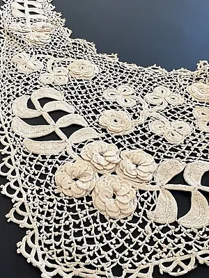 Antique Irish Lace Crochet Collar For Dress Making  • $40