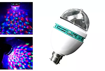 LED Multi Coloured Rotating Disco Light Bulb Projector  Bayonet Party Lamp KTV • £5.99