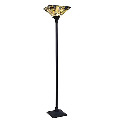 RADIANCE Goods Tiffany-Style Blackish Bronze Mission Torchiere Floor Lamp 14  • $141.20