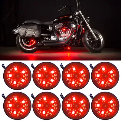 LEDGlow 8pc Red LED Pod Lighting Kit For Motorcycles ATVs UTVs - Waterproof • $29.99