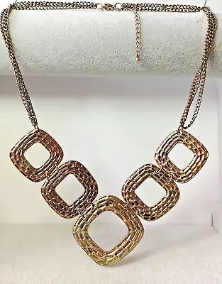  ZE24 --gold Tone Multi--chain Arts & Crafts Style V-shaped Necklace • £7