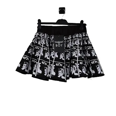 Boy London Womens Rara Skirt Black & White Photo Print Mini Size Large • $68.96