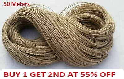 £2.45 • Buy 50M 3ply Jute Twine Sisal String Soft Natural Brown Burlap Rustic Cord  Hessian